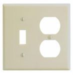 Leviton® 86005 Standard Wallplate, 2 Gangs, 4.5 in H x 4.56 in W, Plastic, Ivory