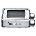Appleton® UNILETS® FSS-1-75 Type FSS Heavy Duty Shallow Device Box With Internal Ground Screw, Malleable Iron, 25 cu-in Capacity, 1 Gang, 2 Outlets, 2 Knockouts, 5.88 in H x 2.81 in W x 2 in D Dimensions