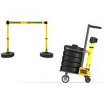 Banner Stakes PL4007 PLUS Cart Package, Yellow "Closed for Maintenance" Banner, Includes: 1 Cart, 5 PLUS Stanchions, 5 PLUS Banner Heads, 5 PLUS Bases, Belt Length 15 ft, Suitable for Indoor/Outdoor Use