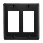 PREMISE WIRING NP262BK Standard Wallplate, 2 Gangs, 4.63 in H x 4.69 in W, Nylon, Black