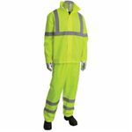 PIP® 353-1000LY-2X/3X Rainsuit Set, 2XL/3XL, Hi-Viz Yellow, Polyester, 56 in Waist, 32-1/2 in Inseam Length, Roll-UP Hood