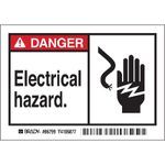 Brady® 86799 Pre-Printed Machine/Equipment Label, 3-1/2 in L x 5 in W, Legend: DANGER Electric hazard, Black/Red on White Legend/Background, Polyester, 5 Labels
