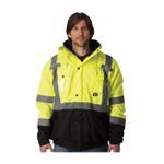 PIP® 333-1770-LY/L Bomber Jacket With Zip-Out Fleece Liner, Hi-Viz Lime Yellow, Polyester, 56 in Chest, Resists: Water, Specifications Met: ANSI 107 Class 3 Type R