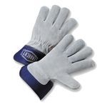 Ironcat® IC6/S Welding Gloves, S, Canvas/Kevlar®/Split Cowhide Leather, Blue/Gray, Cotton Lining, Rubberized Safety/Shirred Elastic Cuff, 9-3/4 in L