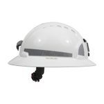 JSP® 280-EV6161MCR2-10 Evolution® 6161MCR2 Deluxe Full Brim Non-Vented Mining Hard Hat With CR2 Reflective Kit, HDPE Shell/Non-Corrosive Steel Lamp Bracket, 6-Point Polyester Strap Suspension, ANSI Electrical Class Rating: E, Wheel Ratchet Adjustment