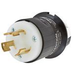 Wiring Device-Kellems Twist-Lock® HBL3331C Extra Heavy Duty Non-Grounding Locking Plug, 125/250 VAC, 30 A, 3 Pole, 3 Wires, Black/White