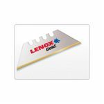 Lenox® Gold® 20350GOLD5C General Purpose Utility Knife Blade With Dispenser, HSS, Sharp Point/Straight Edge Blade Design, 1 in Blade Length, 3/4 in Blade Width, Compatible With: 2DZJ5 Utility Knives, 0.024 in Thickness
