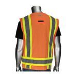 PIP® 302-0500D-OR/XL 302-0500D-OR 2-Tone Mesh/Solid Surveyor's Vest With D-Ring Access, XL, Hi-Viz Orange, Polyester, Zipper Closure, 11 Pockets, ANSI Class: 2, ANSI 107 Type R