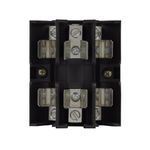 Bussmann JP60030-3CRA Pyramid/Open Style Fuse Block With DIN Rail Adapter, 600 VAC/VDC, 30 A, 3 Poles, J, 14 to 2 AWG Wire