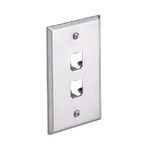 Panduit® Mini-Com® CFP2SY Flat Vertical Faceplate, 1 Gang, 2 Ports, Mini-Com® Module, Flush Mount, Stainless Steel