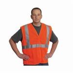 PIP® 302-MVG-OR-2X 302-MVG Safety Vest, 2XL, Hi-Viz Orange, Polyester, Hook and Loop Closure, ANSI Class: 2