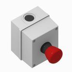 Allen-Bradley 800F-1MM2 Assembled Station,  1 Hole,  Metal Enclosure,  Gray,  Metric Conduit Knockouts,  Emergency Stop,  40mm Twist to Release Operator,  Non Illuminated,  1 N.O. / 1 N.C. Contact Configuration