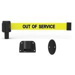 Banner Stakes PL4111 PLUS Wall Mount System, Yellow "Out of Service", Includes: 1 PLUS Wall Mount Kit, 1 PLUS Banner Head, Belt Length 15 ft, Suitable for Indoor/Outdoor Use