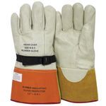 ArcGuard® DWH12L10 Gloves Protector With Pull Strap, SZ 10, Leather, Gray/Orange, 12 in L, ASTM Class: ASTM F696