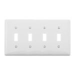PREMISE WIRING NPJ4W Mid-Size Wallplate, 4 Gangs, 4.88 in H x 8.56 in W, Nylon, White