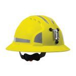 JSP® 280-EV6161MCR2-20 Evolution® 6161MCR2 Deluxe Full Brim Non-Vented Mining Hard Hat With CR2 Reflective Kit, HDPE Shell/Non-Corrosive Steel Lamp Bracket, 6-Point Polyester Strap Suspension, ANSI Electrical Class Rating: E, Wheel Ratchet Adjustment