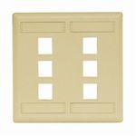 PREMISE WIRING iSTATION™ IFP26EI Rear Load Faceplate, 2 Gangs, 6 Ports, Snap-In/Threaded/Flush/Wall Mount, ABS