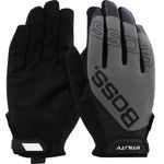 Boss® 120-MU1220T/L 120-MU1220T High Performance Gloves, Microfiber Palm, Synthetic Leather Palm, Grey, Slip-On Cuff, Uncoated Coating, Spandex® Lining
