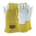PIP® 6143/XL Welding Gloves, XL, Grain Goatskin Leather/Split Cowhide Leather Back/Kevlar® Thread, Off-White, Fleece Lining, Gauntlet Cuff, 11-3/4 in L