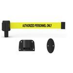 Banner Stakes PL4109 PLUS Wall Mount System, Yellow "Authorized Personnel Only", Includes: 1 PLUS Wall Mount Kit, 1 PLUS Banner Head, Belt Length 15 ft, Suitable for Indoor/Outdoor Use