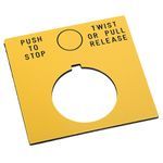 Rockwell Automation 800T Legend PlatePush-To-Stop/Twist or Pull Release, Package Quantity 1 ,Yellow