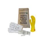 ArcGuard® KITGC0Y10AG Voltage Glove Premium Kit, SZ 10, Rubber/Leather, Yellow, ASTM Class: Class 0, 1000 VAC, 1500 VDC Max Use Voltage