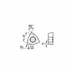 Kennametal® WPGT21505UF High Performance Screw-On Turning Insert, WPGT Insert, Material Grade: K, M, N, P, S, Trigon Shape, Positive Rake, Carbide, Manufacturer's Grade: KCU10