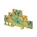 Allen-Bradley 1492-PTG3C Terminal Block,  Push-in connection,  IEC,  Triple-Level,  Ground,  Connected,  Feed-Through,  2.5mm,  6 Connection Points,  Green/Yellow,  Package Qty 50