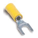 Catamount® TV10-10F-L Insulated Compression Terminal, 12 to 10 AWG Conductor, 1.025 in L, Brazed Seam/Internal Serrated/Molded Funnel Entry Barrel, Copper, Yellow