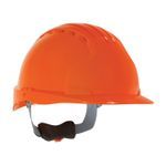 JSP® 280-EV6151V-OR Evolution® 6151V Deluxe Standard Brim Vented Hard Hat, SZ 6-5/8 Fits Mini Hat, SZ 8 Fits Max Hat, HDPE, 6-Point Polyester Strap Suspension, ANSI Electrical Class Rating: Class C, ANSI Impact Rating: Type I, Wheel Ratchet Adjustment