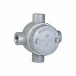 Killark® GESXT-4 GE Series Explosionproof Conduit Outlet Box With Cover, X Body, 1-1/4 in Hub, 42 cu-in Capacity, Copper-Free Aluminum