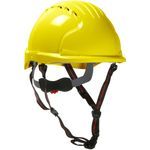 JSP® EVO® 6151 Ascend™ 280-EV6151SV-CH-20 Cap Style Short Brim Vented Safety Helmet With HDPE Shell, SZ 6-5/8 Fits Mini Hat, SZ 8 Fits Max Hat, Expanded Polystyrene/Cotton/HDPE/Polyester, 4-Point Chin Strap/6-Point Textile Suspension