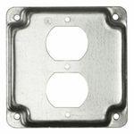RACO® 902C Crushed Corner Covers Exposed Work Drawn Raised Square Box Cover, 0.563 in L x 4-1/8 in W x 1/2 in D, Duplex Receptacle Cover, Steel