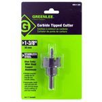 Greenlee® 625-1-3/8 Hole Cutter, 1-3/8 in Dia, 8 ga Cutting Depth, Carbide Cutting Edge, Applicable Materials: Aluminum, Brass, Cast Iron, Mild Steel and Stainless Steel