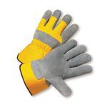 PIP® 500Y/XXXL 500Y Unisex General Purpose Gloves, Leather Palm/Work Glove, Gunn Cut/Wing Thumb Style, 3XL, Gray/Yellow