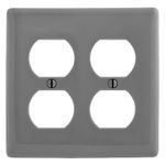 PREMISE WIRING NP82GY Standard Wallplate, 2 Gangs, 4.63 in H x 4.69 in W, Nylon, Gray