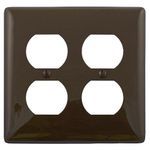 Bryant Electric NP82 Standard Wallplate, 2 Gangs, 4.63 in H x 4.69 in W, Nylon, Brown