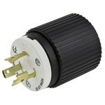 Wiring Device-Kellems Select Spec™ L630P Male Locking Plug, 250 VAC, 30 A, 2 Pole, 3 Wires, Black/White
