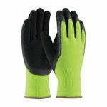 PIP® 41-1420-L Protective Gloves, Insulated Glove, Full Finger Style, L, Latex Palm, Terry Cloth, Black/Gray/Hi-Viz Lime Green, Knit Wrist Cuff, Latex Foam Crinkle Coating, Resists: Abrasion, Cold, Cut, Puncture and Tear, Acrylic Lining