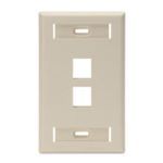 QuickPort® 42080-2IS Standard Size Wallplate With ID Window, 1 Gang, 4.53 in H x 2.75 in W, Plastic, Ivory