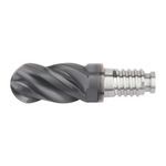 Kennametal® Duo-Lock™ UKBV0750Y4CN HARVI™ UKBV Center Cutting High Performance Modular Ball Nose End Mill, 3/4 in Diameter Cutter, 1-1/8 in Length of Cut, 4 Flutes, 66.8 mm OAL, AlTiN Coated