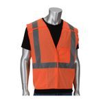 PIP® 302-V205OR-6X/7X Dual Sized High Visibility Breakaway Safety Vest, 6XL/7XL, Hi-Viz Orange, Polyester Mesh, Zipper Closure, 2 Pockets, ANSI Class: Class 2, ANSI 107 Class 2 Type R2