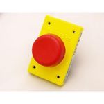 REES 00222-002 Non-Illuminated Rectangular Heavy Duty Pushbutton, 2-1/4 in, #66 NC Contact Configuration, Slow Break Contact, Hand Operator, Red/Yellow