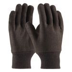 PIP® 95-606B Medium Weight Men's Work Gloves, Reversible/Straight Thumb Style, 40% Cotton/60% Polyester Palm, 40% Cotton/Jersey/60% Polyester, Brown, Knit Wrist Cuff, Resists: Abrasion and Chemical, 40% Cotton/60% Polyester Lining