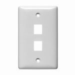 Bryant Electric netSELECT® NSP12W Rear Load Multimedia Faceplate, 1 Gang, 2 Ports, Audio/Video/Voice/Data Module, Flush Mount, Thermoplastic
