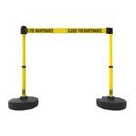 Banner Stakes PL4290 PLUS Barrier Set X2, Yellow "Closed for Maintenance", Includes: 2 PLUS Stanchions, 2 PLUS Bases, 1 PLUS Banner Head, 1 PLUS Receiver Head, Belt Length 15 ft, Suitable for Indoor/Outdoor Use