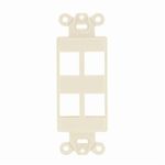 PREMISE WIRING ISF4EI Unloaded Decorator Outlet Frame, 1 Gangs, 4 Ports, ABS, For Use With Data, Fiber, Audio/Video Connectors, Electric Ivory