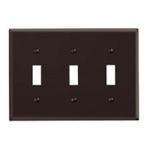 Leviton® 85011 Standard Wallplate, 3 Gangs, 4.5 in H x 6.38 in W, Thermoset, Brown