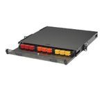 PREMISE WIRING FCR1U3SP 1-Unit Unloaded OptiChannel™ Fiber Optic Enclosure, 22.2 in H x 22.3 in W x 4.9 in D, Rack Mount, Composite/Steel, Black/Metallic