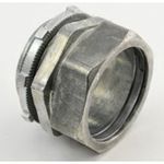 Bridgeport® 255-DC2 Concretetight Raintight Compression Connector, 2 in Trade, For Use With: Steel/Aluminum EMT and Rigid Conduit, Die Cast Zinc, Ball Burnished/Mirror Smooth